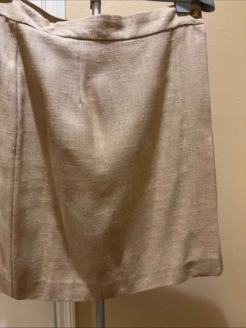 Michele Beige A-Line Linen-Blend Skirt